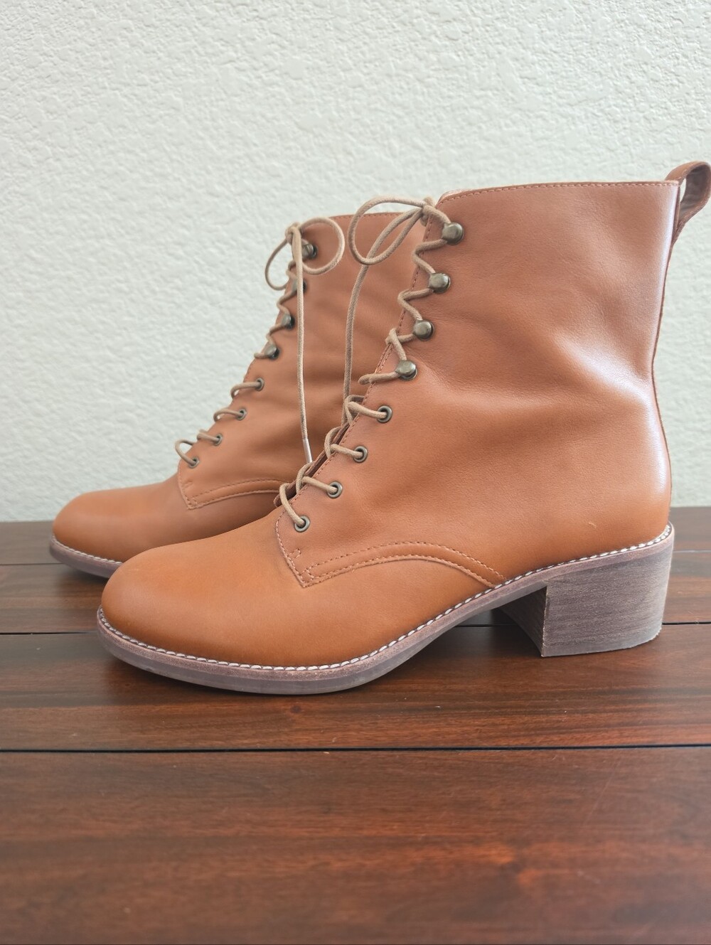 Madewell The Patti Lace Up Boot English Saddle Leather Brown Sz 10 EXCELLENT CON